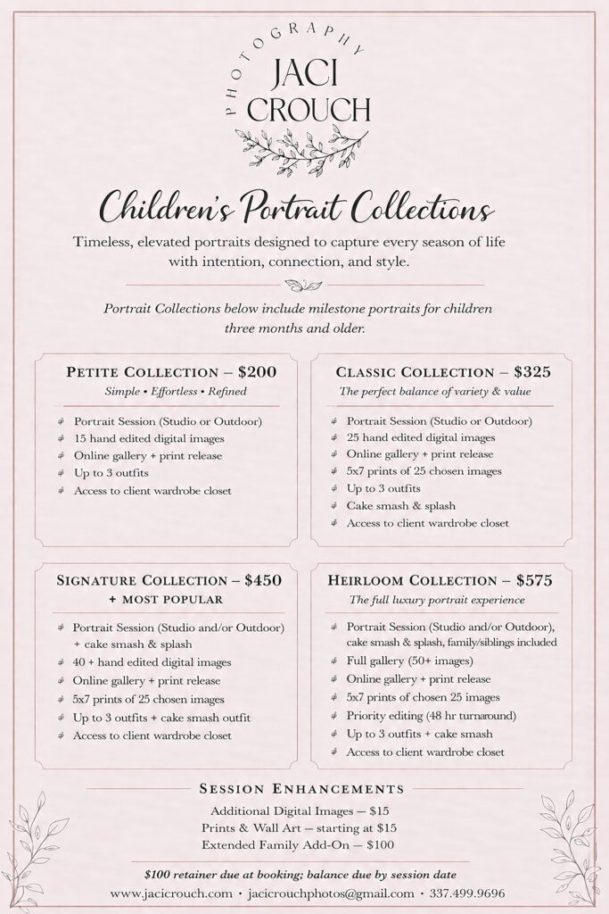 JACI CROUCH PHOTOGRAPHY CHILDRENS MILESTONE AND CAKE SMASH PHOTOGRAPHY PRICING DERIDDER LA